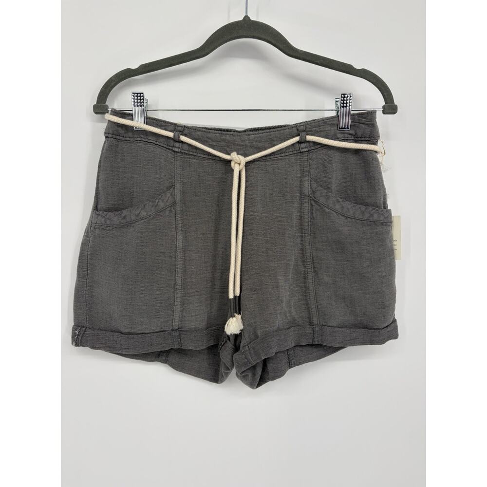 NWT C&C California Linen Blend Shorts Gray Rope Tie High Waisted Casual Size S - Picture 4 of 14